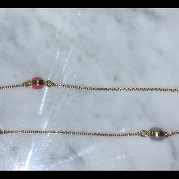 KATE Spade Gold, Coral, White, Rhinestone Necklace - Picture 7 of 7